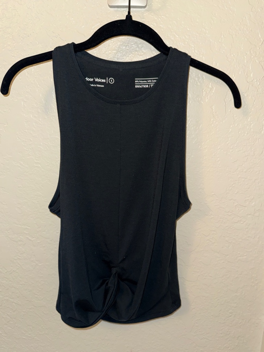 Outdoor Voices Black Twist-Knot Athletic Tank